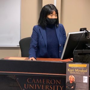 Brand(Inc) PR Founder & CEO Brandi Sims speaking to students at Cameron University